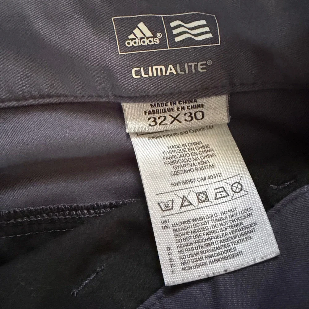 Adidas Climalite Mens Gray Golf Pants 32x30‎ Straight Leg Performance AE7002